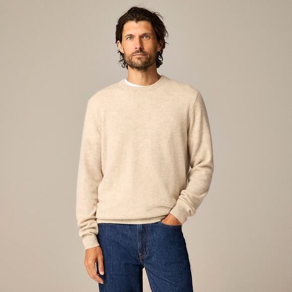 J. Crew The Good Cashmere Standard Crew Neck Pullover Sweater Men's Beige XL - Picture 1 of 9
